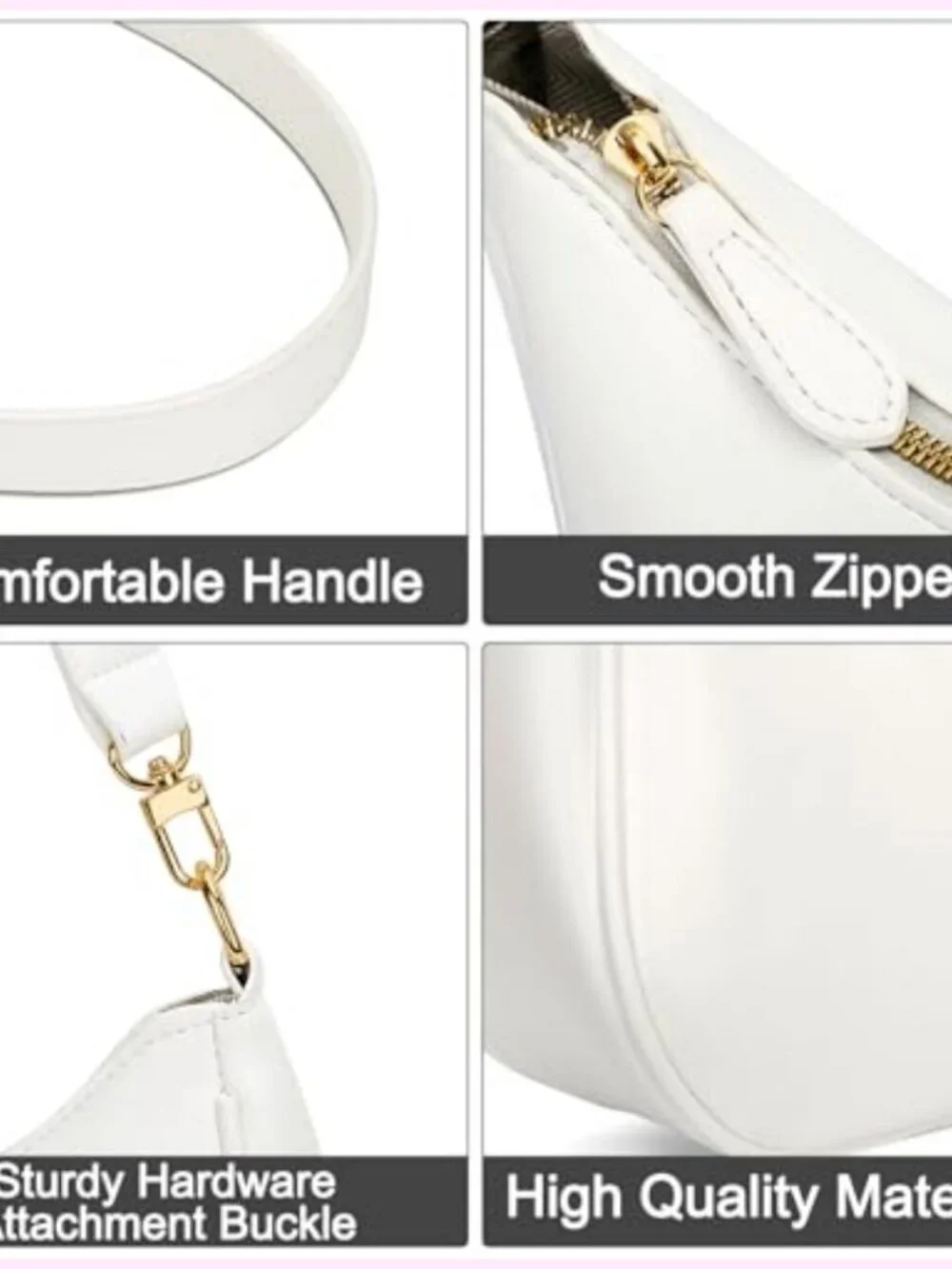 PU Leather Hobo Shoulder Bag with Chain Strap, Zipper Closure, 3 Card Slots